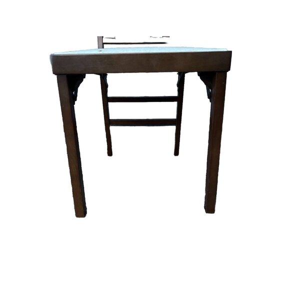 Vintage Leg-O-Matic Wood Folding Chair Vinyl White Seat RV, Camping, Any Room - Picture 10 of 11